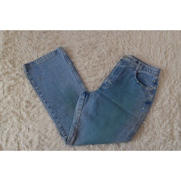 Vintage 80s Flared Rhinestones Mom Jeans by‎ L.A. BLUES size 12 - Picture 6 of 10